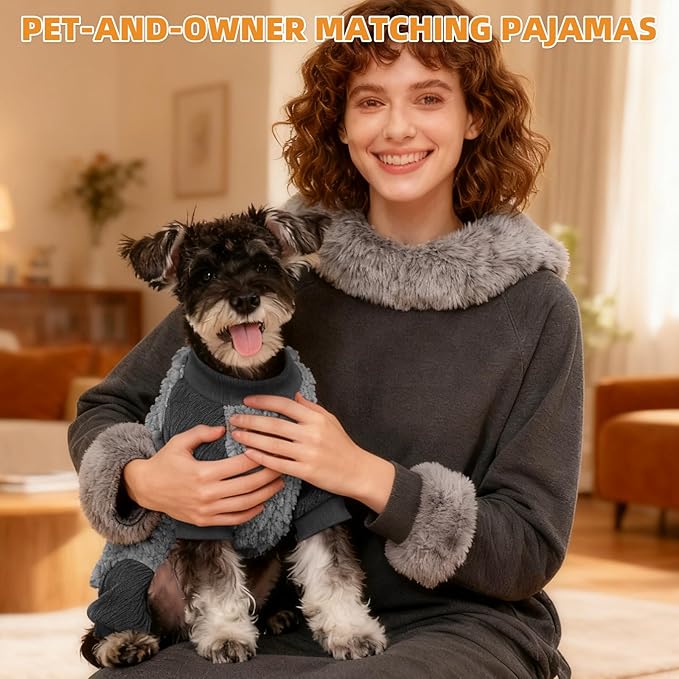 KOOLTAIL Small Dog Pajamas - Fleece Dog Sweater with Leash D-Ring, Warm Winter Cold Weather Coats Puppy Cats Extra Small Dogs, Super Soft Stretchable Pet Jumpsuit Clothes for Boys Girls, Gery 2XS
