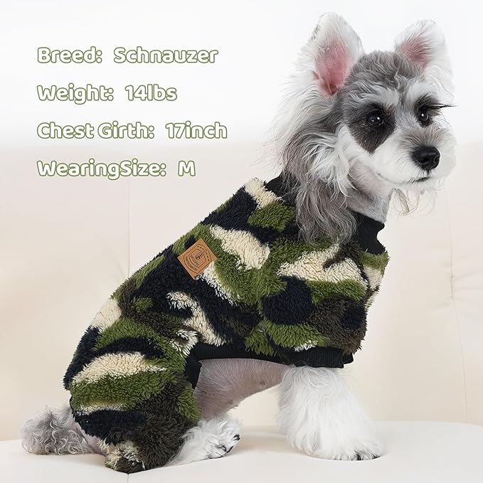 XPUDAC Dog Sweater, Dog Winter Clothes for Small Medium Dogs Girl Boy Fleece Doggy Pajamas for Winter Christmas, Camouflage, X-Small