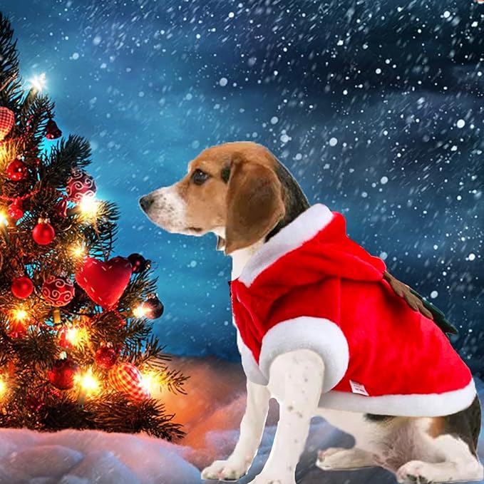 Dog Christmas Costumes, Pet Cold Weather Sweater Coat, Puppy Santa Claus Reindeer Outfit Winter Hoodie Warm Vest Clothes, Jumpsuit Apparel for Small Medium Dogs Cats Party Cosplay (XX-Large)