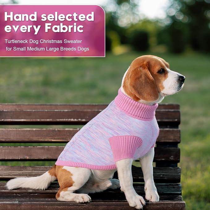 Pet Clothing,Turtleneck Dog Sweater,Sweaters for Dogs Boys and Girls,Pullover Dog Sweaters,Pet Knitted Clothes,Fit for Different Kinds Dogs,for Spring,Autumn and Winter(Pink L)
