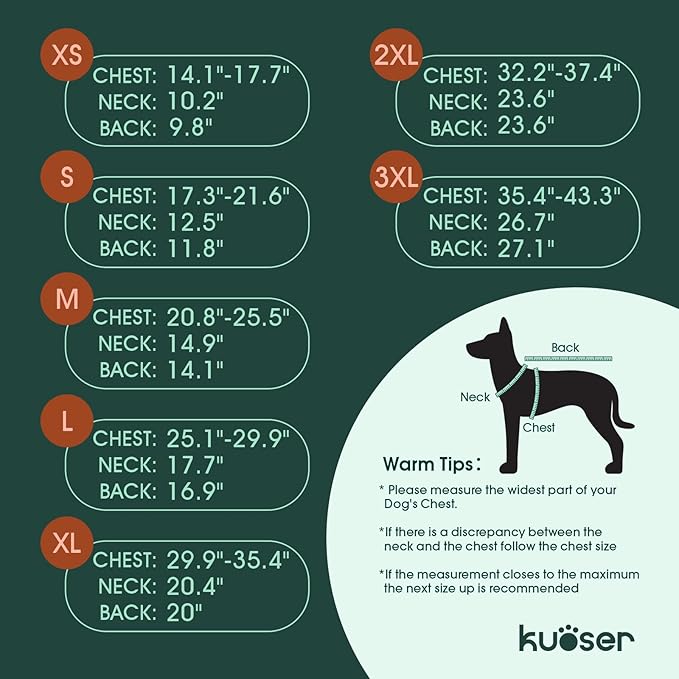 Kuoser Dog Puffer Jacket Warm Dog Coat for Extra Small Dogs, Windproof Reflective Pet Padded Vest Cold Weather Clothes Puppy Snowsuit with Hook & Loop Coats, Easy On/Off, Green XS
