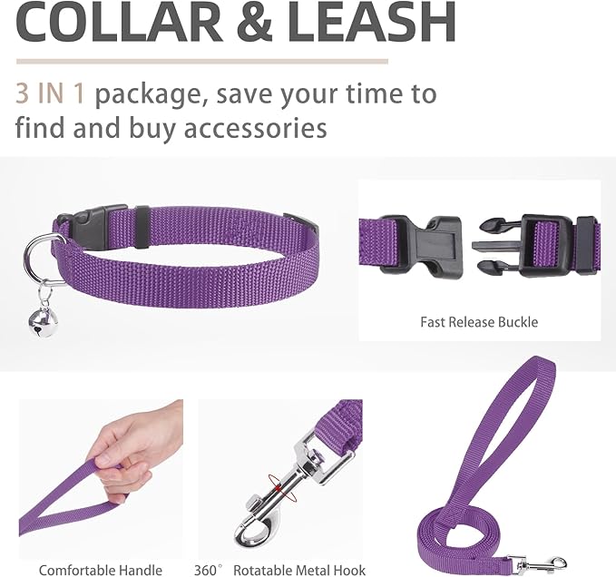 PUPTECK Adjustable Dog Harness Collar and Leash Set Step in No Pull Pet Harness for Small Medium Dogs Puppy and Cats Outdoor Walking Running, Soft Mesh Padded Reflective Vest Harnesses