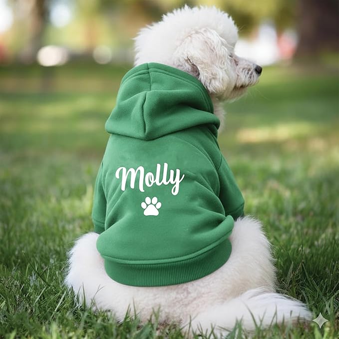 Personalized Name Dog Hoodie-Embroidered & Printed Puppy Sweater with Name/Text-Custom Pet Clothes Warm Winter Outfit for Dogs-Bright Puppy Sweatshirt-Pet Birthday Outfit-Gift for Dog Lovers