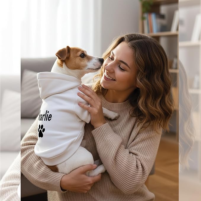 Personalized Name Dog Hoodie-Embroidered & Printed Puppy Sweater with Name/Text-Custom Pet Clothes Warm Winter Outfit for Dogs-Bright Puppy Sweatshirt-Pet Birthday Outfit-Gift for Dog Lovers