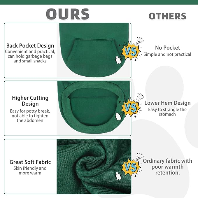 KOOLTAIL Basic Dog Hoodie - Soft & Warm Pet Hoodie Sweater with Leash Hole and Pocket, Dog Winter Coat, Cold Weather Clothes Sweatshirt for Small Medium Large Dogs Puppy Cat Boys Girls Deep Green XL