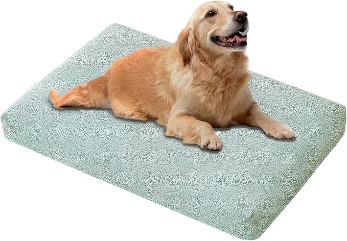 Lucky Tom Dog Bed Crate Pad - Machine-Washable Removable Cover with Waterproof Liner, Luxury Dog Couch Bed with Non-Skip Bottom for Medium-Large Dogs & Most Crates (Green,41" x 28")
