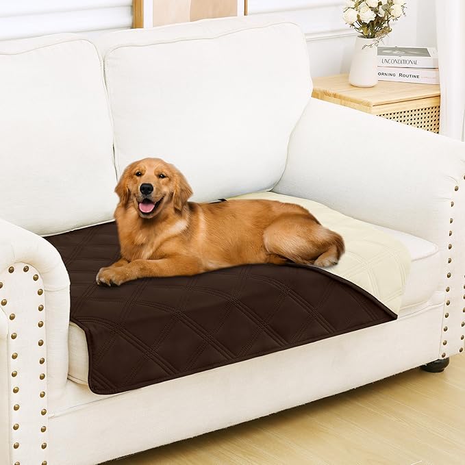 Smiry Waterproof Dog Bed Cover Blanket 30x53, Soft Reversible Pet Blanket, Washable Leakproof Cats Dogs Couch Cover for Sofa, Couch, Furniture, Lattice, Chocolate/Beige