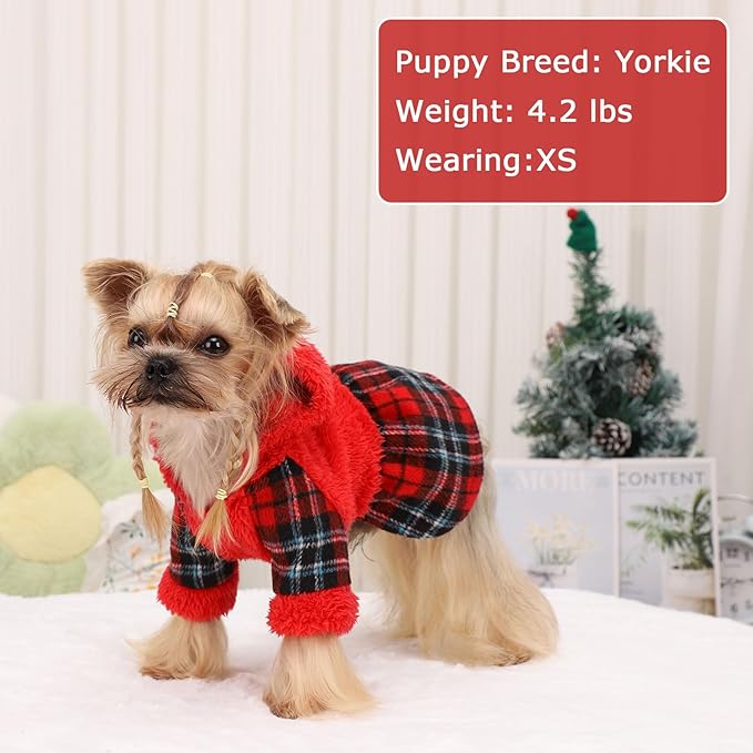 Dog Hoodie Dog Sweater Puppy Clothes for Small Dogs Boy Girl Pet Hoodies for Dogs Cold Weather Doggie Coats Fall Doggy Sweatshirt for Chihuahua Yorkie Cat Sweater Costumes, Red, XS