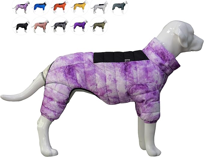 Micai Dog Warm Jacket, Waterproof Windproof Reflective Vest, Zippered Adjustable Outdoor Snow Jacket for Small to Large Dogs, Purple XL