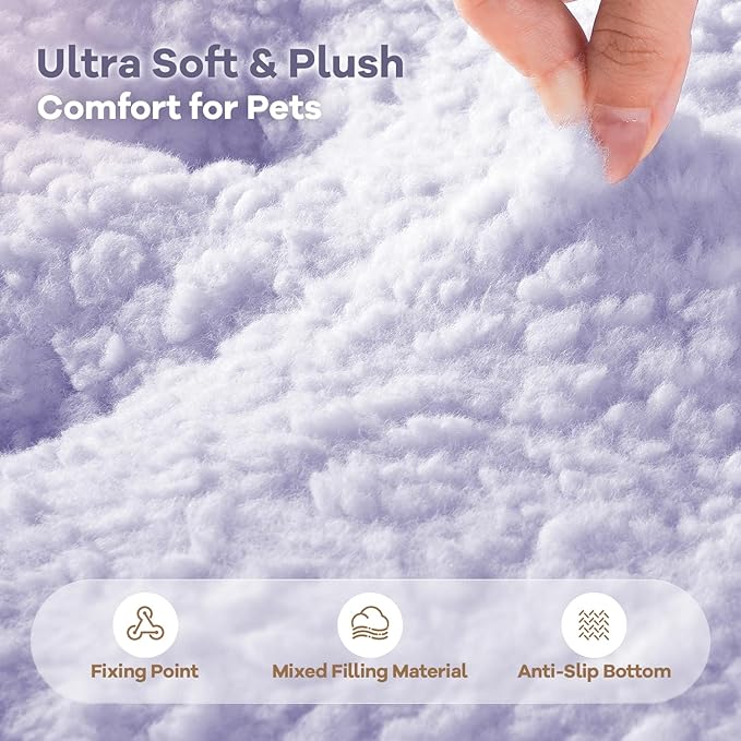 Mora Pets Dog Bed Comfy Dog Crate Beds Plush Pet Sleeping Mat Washable Pets Mattress Anti-Slip Crate Mat Soft Kennel Pad for Large, Jumbo, Medium, Small Dogs Cats Breeds, 47" x 29", Lilac