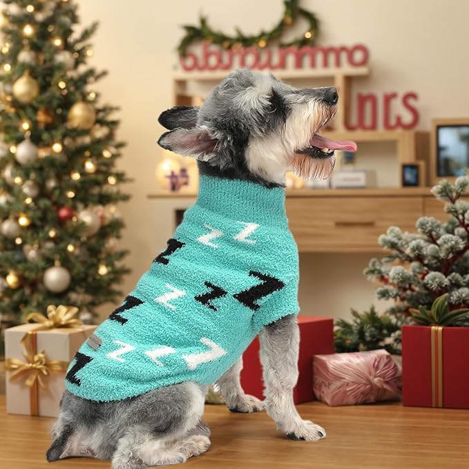 Dog Sweaters for Small Dogs Boy Girl Pet Pullover Sweater Puppy Clothes Cold Weather Cable Knitwear Thick Warm Outfits for Chihuahua Bulldog Dachshund Pug Yorkie (Turquoise-S)