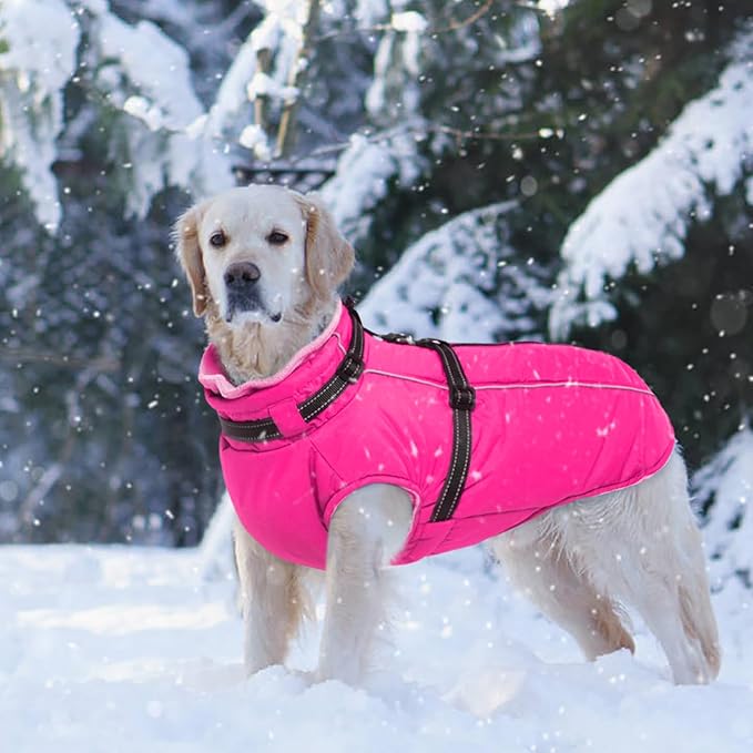 Lelepet Dog Winter Coat Waterproof Dog Jacket with Harness Built in Windproof Reflective Pet Coats for Small Medium Large Dogs, Thermal Fleece Lined Coats for Cold Weather Walking Hiking, Shih Tzu, S