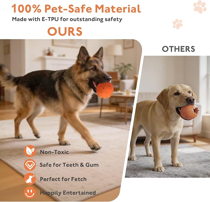 Interactive Dog Toys Ball with 2 Shells – Automatic Moving Rolling(Orange)