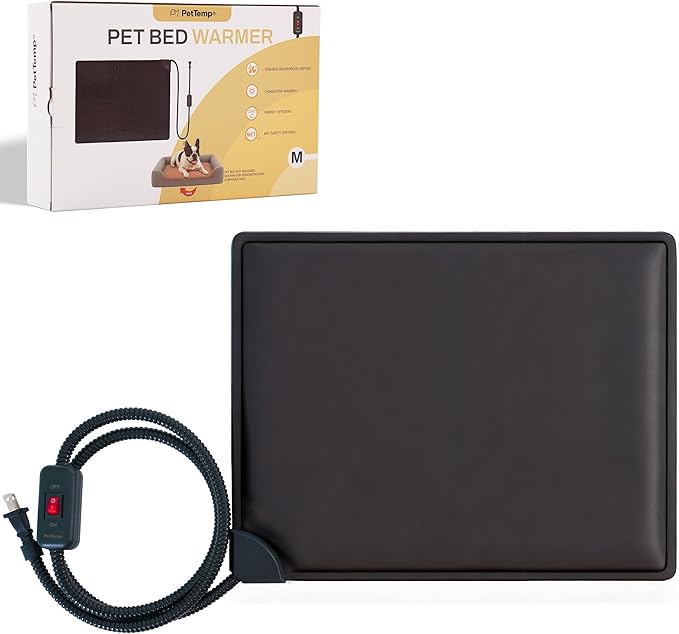 PetTemp Cat Bed Warmer 15.5 x 12.5 in, Indoor Heated Pad Insert for Cats, Kittens & Small Dogs, Turns Any Pet Bed Into a Cozy Waterproof Heating Mat, Safe Thermostat & Chew-Resistant Cord