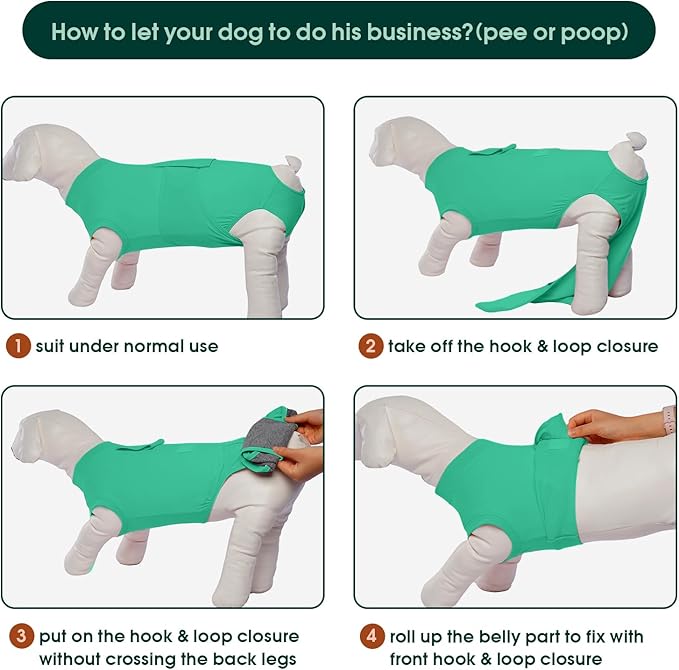 Kuoser Dog Surgery Suit Female Spay, Dog Recovery Suit Male Neuter, Dog Clothes Onesie for Surgery Anti Licking Abdominal Wounds Pet Puppy Surgical Recovery Bodysuit Shirt, Substitute E-Collar & Cone