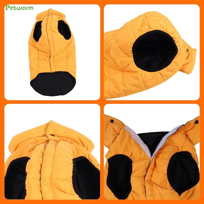 PetWarm Reversible Dog Cold Weather Coats, Waterproof Dog Puffer Vest, Vest for Dogs with Hook-and-Loop Strap, Windproof Outdoor Coat for Winter Walks and Snowy Days, Orange, S