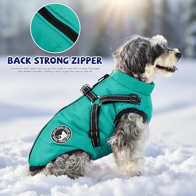 Gyuzh Dog Coat with Harness Puppy Coats Small Dog Harness Jacket Winter Waterproof Jackets for Smal Medium Large Dogs