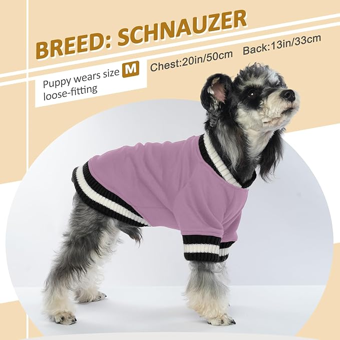 FUAMEY Dog Pullover Sweatshirt，Dog Winter Sweaters Warm Dog Clothes Dog Vest Thick Puppy Pullover Soft Pet Fleece Sweater Cute Doggie Boy Girl Outfit for Small Medium Dogs Lavender M