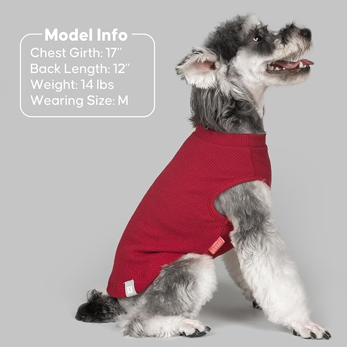 KYEESE 2Pack Waffle Dog Shirts for Small Dogs Stretchy Dog T-Shirts Lightweight Pet Tank Top Sleeveless Striped Pet Shirt Vest Breathable Cat Shirt, Small, Red+Striped