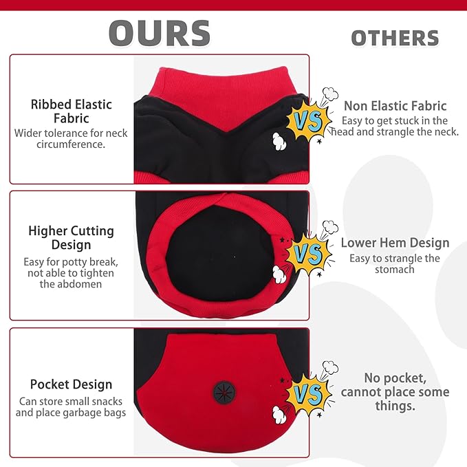 KOOLTAIL Dog Hoodie with Leash Hole，Cozy Fleece Turtleneck Winter Fall Warm Dog Clothes Sweater Sweatshirtfor Small to Medium Soft Winter Hoodie with Pocket for Easy Potty Break Access