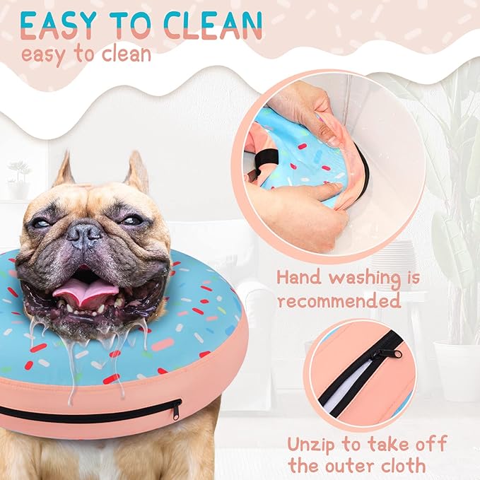 Supet Inflatable Dog Cone Collar Alternative After Surgery, Dog Neck Donut Collar Recovery E Collar for Neuter, Soft Pet Cone for Small Medium Large Dogs