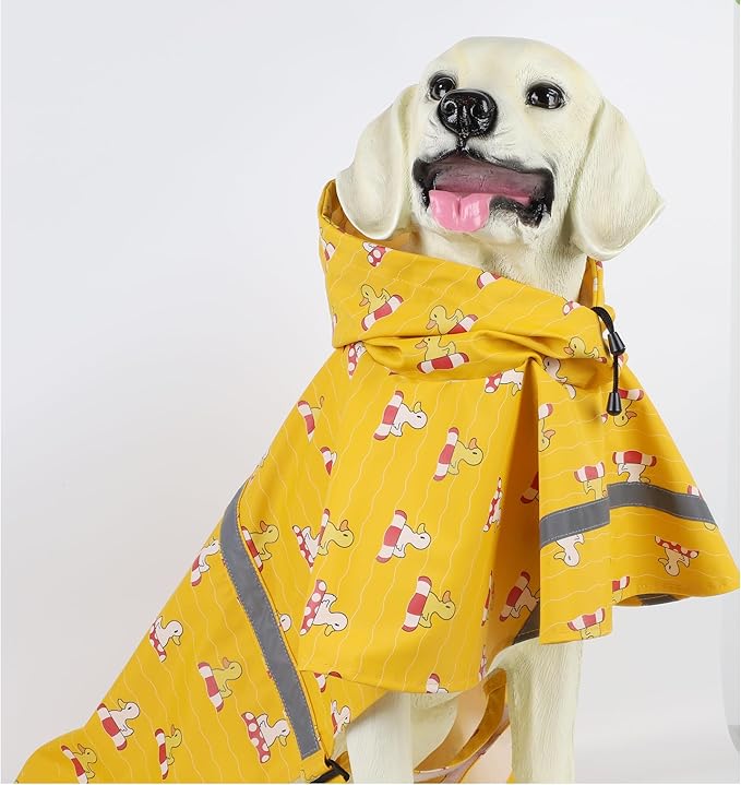 HAPEE Dog Raincoats with Reflective Strip Hoodie,Poncho Jacket for Large Dogs fit Golden Retriever Doodle (E5-Yellow River, 22B (55-65 lbs))