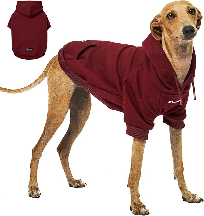 Tuff Pupper Dog Hoodie | Premium Quality Insulated Fabric | Ultra Soft Interior for Superior Comfort | Elastic Cuffs & Drawstring for Warmth | Stretch Fit Suitable for All Breeds (Red, XXS)