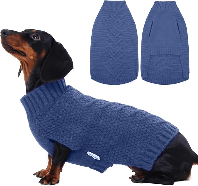 IECOii Dog Sweater,Dog Sweaters for Medium Dogs Girl and Boy,Thermal Knitted Dog Christmas Sweater for Cold Weather,Small Medium Dog Sweaters for Christmas Outfits,Pug,Dachshund Sweaters,Blue-M