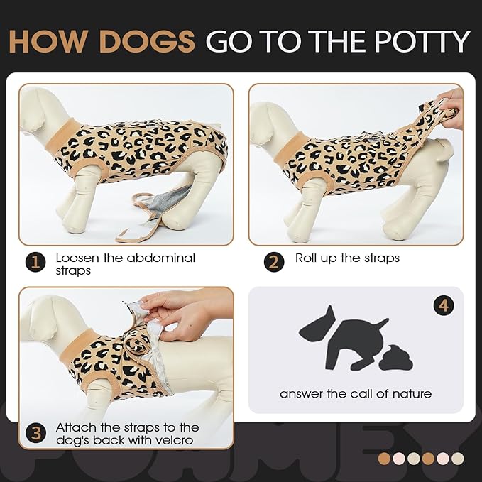 FUAMEY Recovery Suit for Dogs After Surgery,Soft Breathable Dog Bodysuit E-Collar & Cone Alternative Surgical Suit,Male Female Dog Neuter Spay Suits Anti Licking Wounds Onesie Brown Leopard M