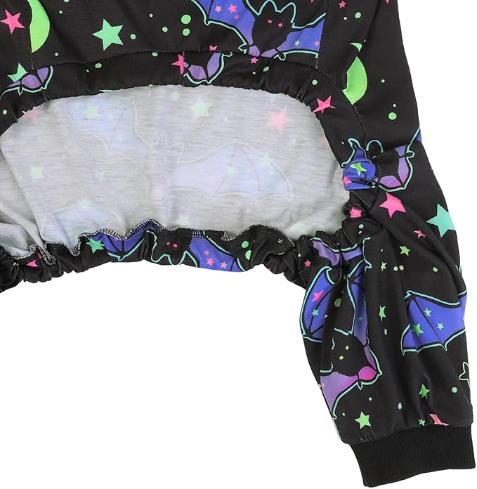 HDE Dog Pajamas One Piece Jumpsuit Lightweight Dog PJs Shirt for M-3XL Dogs Starry Bats - L