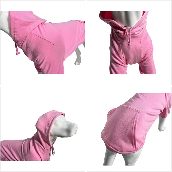Lovelonglong Blank Basic Hoodie Sweatshirt for Dogs 100% Cotton Fits Small Medium Dachshund Large Dog Pink XXL