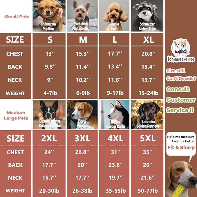 Koneseve Dog Hoodie & Cat Sweater, Warm Fleece Hooded Soft Winter Sweatshirt for All Breeds, Cozy Pet Clothes, Brown, 4XL