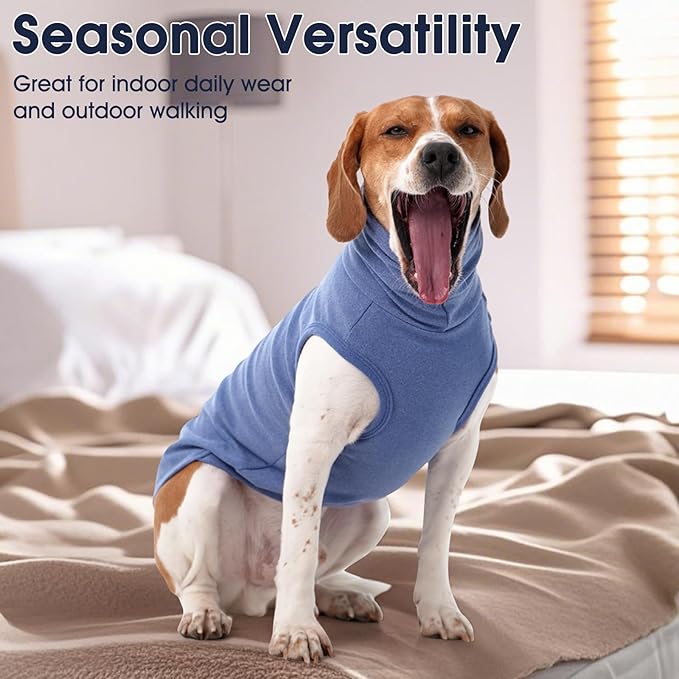 IECOii XXL Dog Sweater - Stretch Fleece Vest with Turtleneck, Blue,XX-Large, Warm Christmas Winter Pullover for Large Dogs Like Pitbulls, Turtleneck Dog Fleece Sweater Coat Cozy Pet Pajamas Sweatshirt