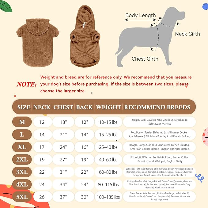 Dog Sweater,Dog Hoodies,Warm Fuzzy Fleece Sweatshirt with Hood & Pocket,Leash Hole,Cozy Cold Weather Pet Clothes Pet Sweater for Small,Medium,and Large Dogs(Coffee,L)