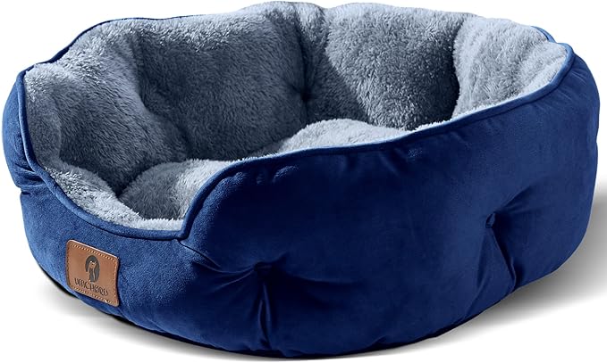 Asvin Medium Dog Bed for Medium Dogs, Large Cat Beds for Indoor Cats, Pet Bed for Puppy and Kitty, Extra Soft & Machine Washable with Anti-Slip & Water-Resistant Oxford Bottom, Blue, 25 inches