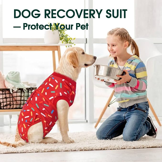 Kuoser Dog Recovery Suit for Female Male Dogs, Post-Surgery Bodysuit for Spay Neuter, Dog Onesie After Surgery, Anti-Licking Pet Surgical Recovery Suit