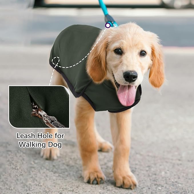 ROZKITCH Dog Winter Coat Soft Pullover Pajamas, Pet Windproof Warm Cold Weather Jacket Vest Cozy Jumpsuit Apparel Outfit Clothes for Walking Hiking Travel Sleep Green XL