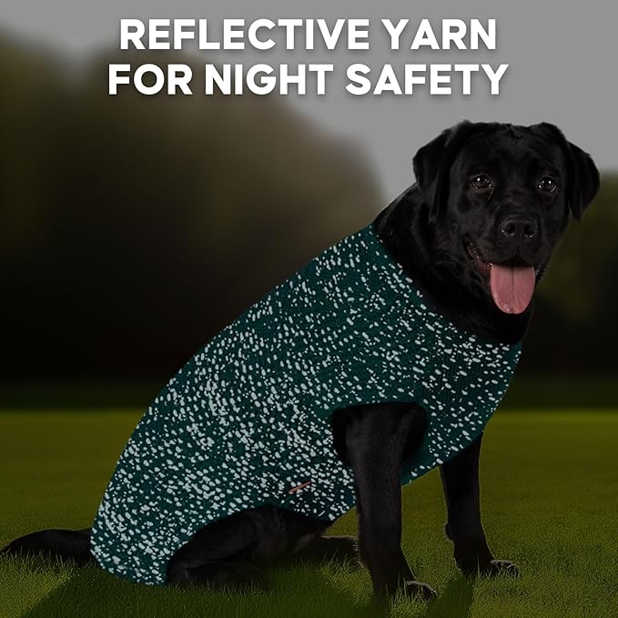 KYEESE Dog Sweater for Large Dogs with Leash Hole Warm Pullover with Reflective Yarn Male Thick Stretchy Knitwear Winter Soft Pet Coat boy Cold Weather Comfy Dog Sweaters,Green, XX-Large