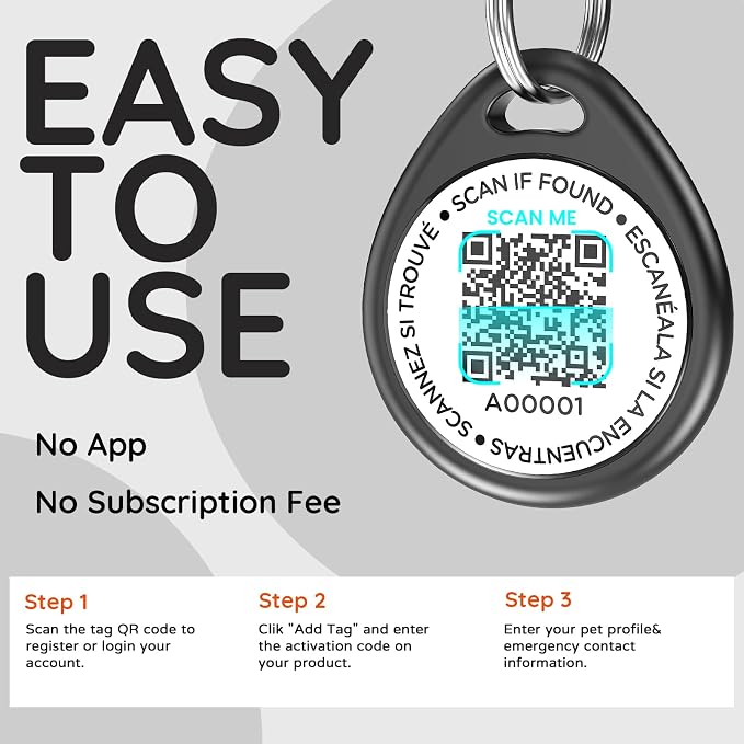 QR Code Dog Tags Personalized for Pets, Real-time Alerts, Bridge