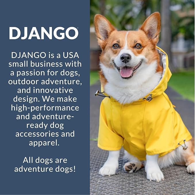 DJANGO Highland Dog Jacket & Raincoat – Water-Repellent, Lined Dog Coat with Hood, Adjustable Fit & Harness Hole – Lightweight Rain & Wind Jacket for Small & Medium Dogs up to 30 lbs (Red, X-Small)