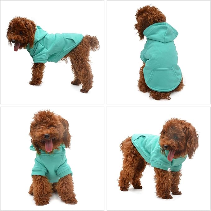 Lovelonglong Blank Basic Hoodie Sweatshirt for Dogs 100% Cotton Fits Small Medium Dachshund Large Dog Turquoise 4XL