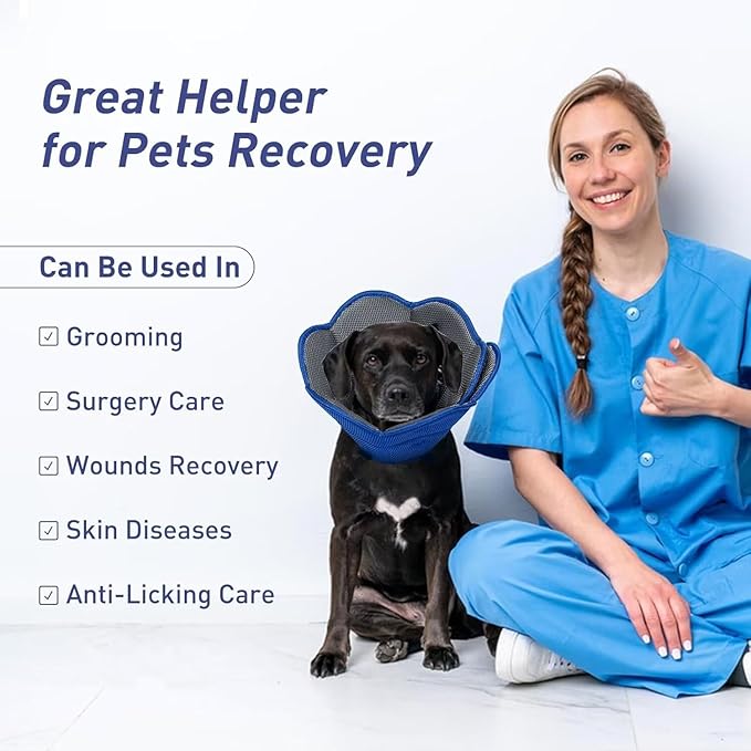 AuraPaw Soft Dog Cone Collar Alternative to Stop Licking,Comfort Recovery Collar for Large, Medium,Small Dogs,Adjustable Elizabethan Collar Alternative,Dogs Recovery Collar After Surgery,Blue,XL