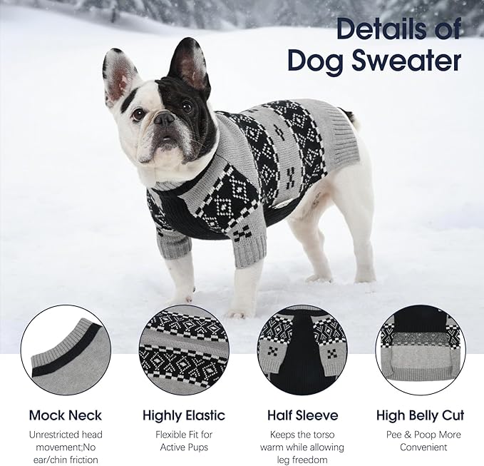 IECOii Great Dane Sweaters for Giant Breed Dogs Boy,Warm Sweaters for Extra Large Dogs,Thermal Cozy Boy Dog Winter Sweater Knitted Outfit for Holiday & Daily Wear,Pet Sweater with Sleeve,Grey,5XL