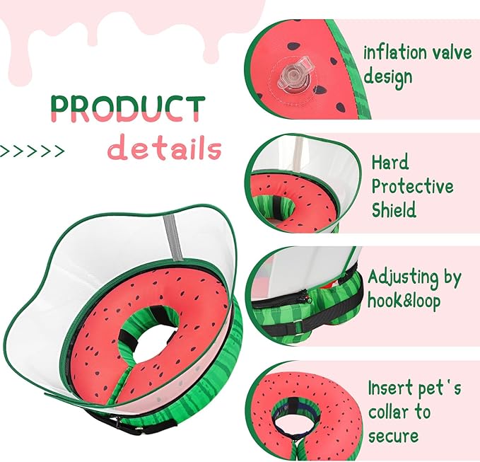 Supet Raised Inflatable Dog Cone Collar to Stop Licking, Soft Dog Cone Alternative After Surgery, Pet Neck Donut Collar for Small Medium Large Dogs