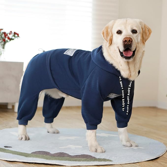 Dog Hoodies Winter Coat for Large Medium Dogs, Pullover 10 Legs Warm Coat Hooded Sweatshirt, Fleece Hoodie for Cold Weather (Dark Blue, 4X-Large)