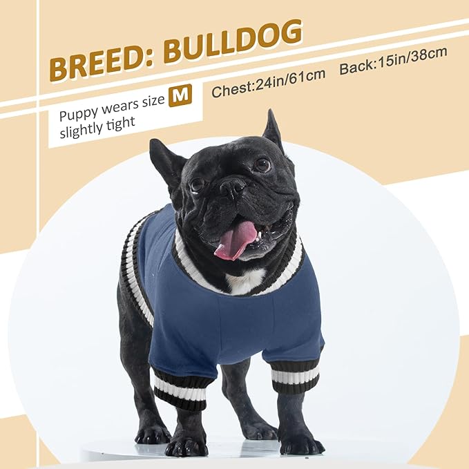 FUAMEY Dog Pullover Sweatshirt，Dog Winter Sweaters Warm Dog Clothes Dog Vest Thick Puppy Pullover Soft Pet Fleece Sweater Cute Doggie Boy Girl Outfit for Small Medium Dogs Blue L