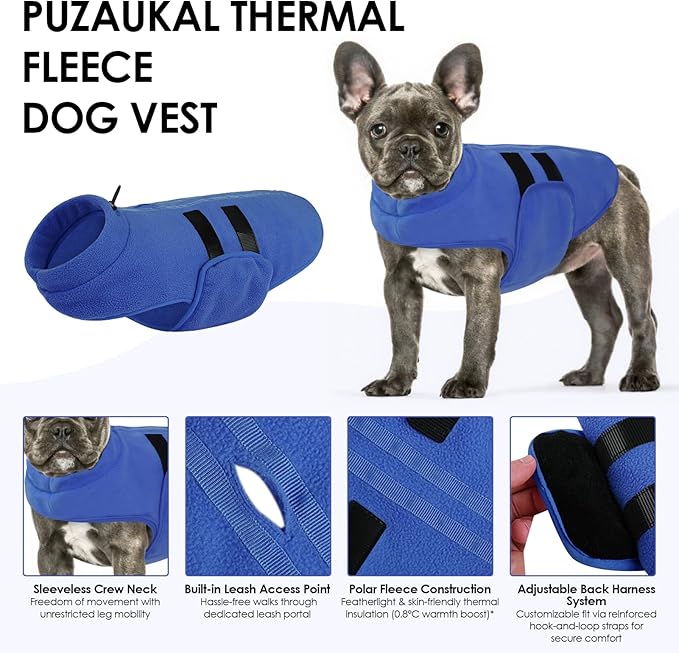 Dog Sweater,Adjustable Dog Sweaters for Small, Medium and Large Dogs Boys Girls, Dachshund Chihuahua Fleece Dogs Sweater(Blue,L)