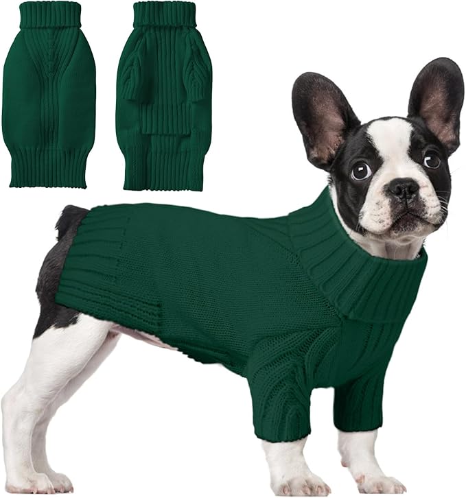 Dog Sweaters for Small Medium Large Dog, Classic Turtleneck Pet Clothes Warm Thermal Doggy Winter Coat, Thick Double Knitting Collar Pullover Cold Weather Puppy Jacket for Indoor & Outdoor Wear
