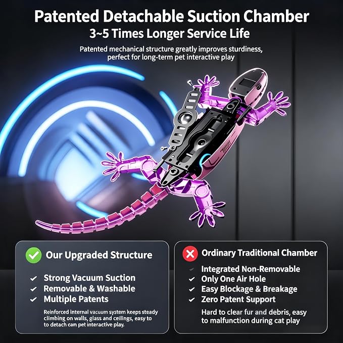 Remote Control Lizard Cat Toy,Remote Control Rechargeable Wall Climbing Gecko Toy, Wall Crawling Lizard Interactive Pet Play Accessory, Fun Prank Entertainment Toy for Cats and Dogs (Blue)