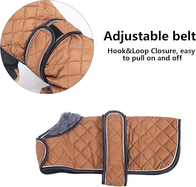 Dachshund Coat Dog Coats for Dachshunds Dachshund Winter Jacket with Padded Fleece Outdoor Dog Clothes with Adjustable Bands - Brown - XS